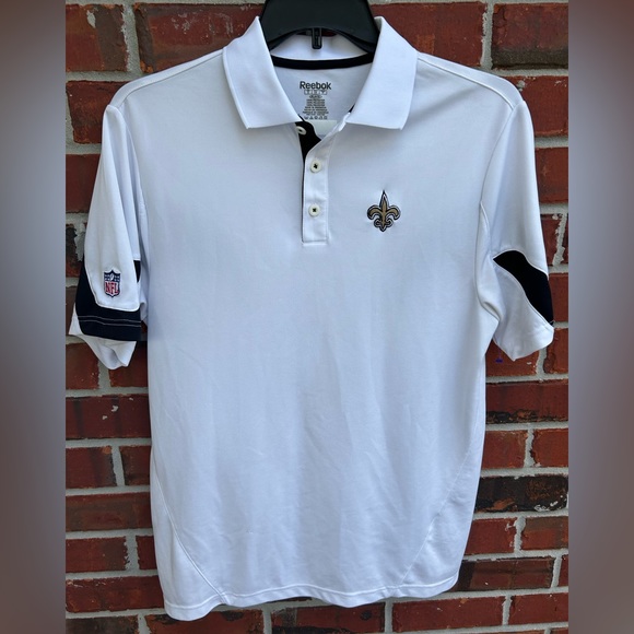 Reebok Mens New Orleans Saints Embroidered White Short Sleeve Polo Small - Picture 1 of 5